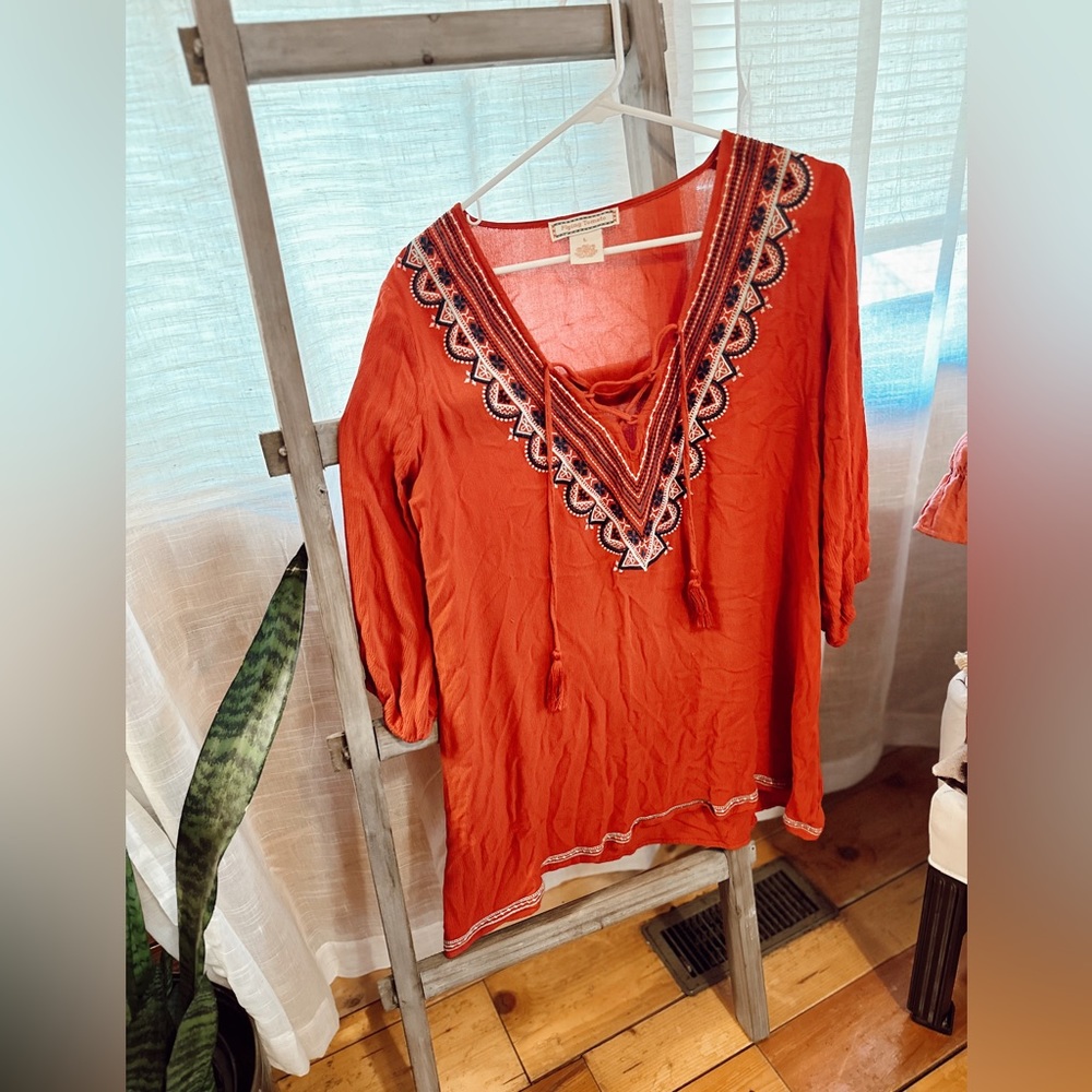 Flying Tomato red long sleeve dress/shirt